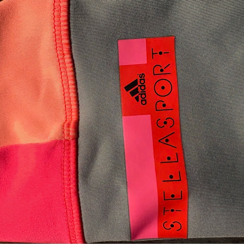 Adidas by Stella McCartney STELLASPORT leggings neon orange/pink  grey cuffs. S - Picture 6 of 6